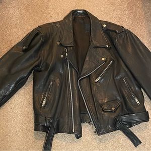 Vintage Echtes Leder Genuine Leather Motorcycle Jacket. Size 44